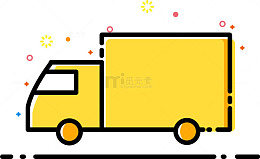 简笔线条黄色货车