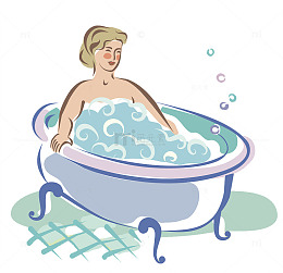 装饰插图浴缸泡澡的美女