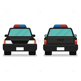 卡通交警车正反面