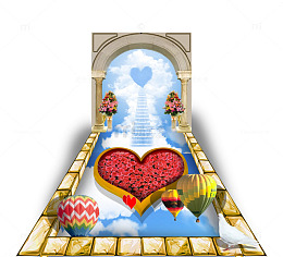 卡通婚礼3D立体画