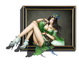 卡通美女3D立体画素材