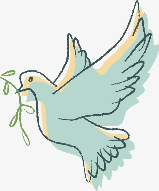 蓝色卡通和平鸽素材