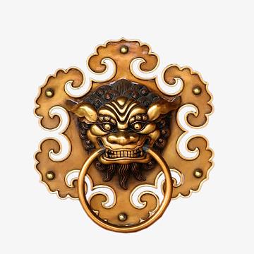 psdjpg网游电竞王者荣耀游戏海报png金属门钹png新年狮子头金色门环