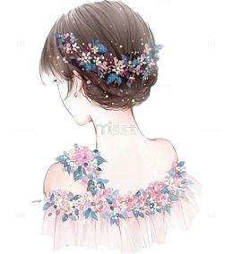 水彩美丽花朵女神节