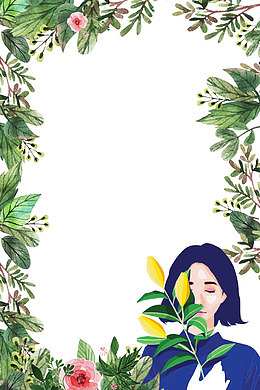 38妇女节小清新女神与边框设计