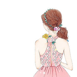 38女神节手绘清新女孩背影