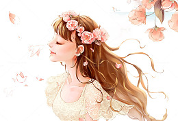 38女王节美丽手绘女孩