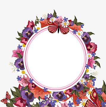 38女神节蝴蝶与花圈边框背景png日历 边框 蝴蝶 蝶舞 海报背景素材psd