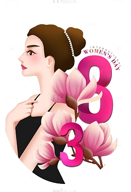 三八妇女节卡通插画设计