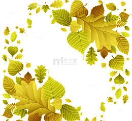 黄色叶子花纹边框素材png
