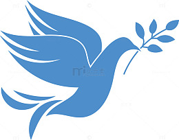 蓝色手绘和平白鸽