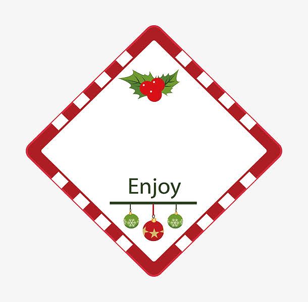 红色菱形边框圣诞标签