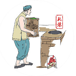采茶工艺干燥手绘过程图案
