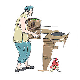 采茶工艺干燥手绘过程图案