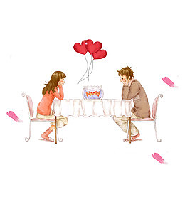 卡通浪漫情人节约会免抠