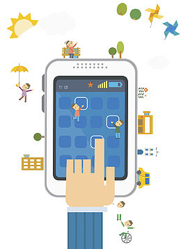 玩游戏的白色智能手机