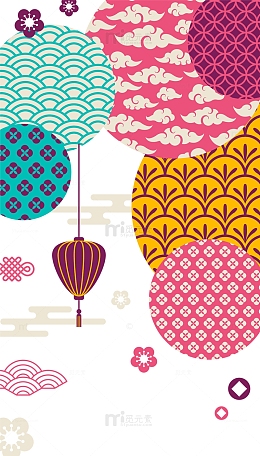 中国风彩色大气简约立体剪纸元宵