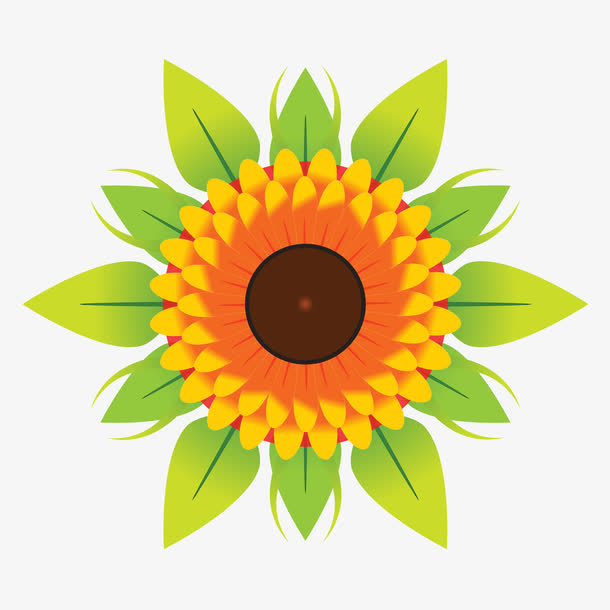 绿叶手绘向日葵花朵
