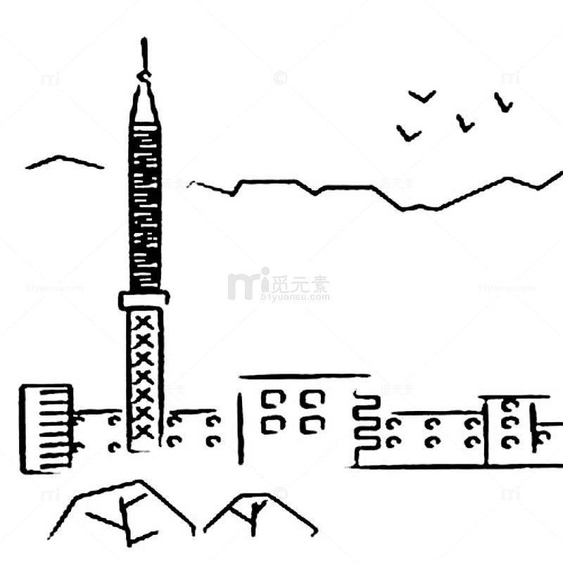 城市高楼简笔
