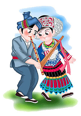 彩色卡通吹芦笙