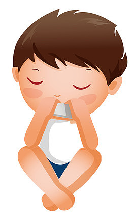 小男孩吹口琴