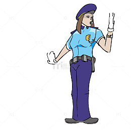 指挥交通吹哨子的女交警
