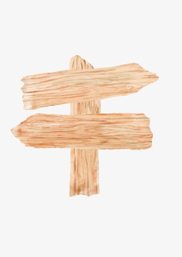 手绘分岔路口指示牌矢量