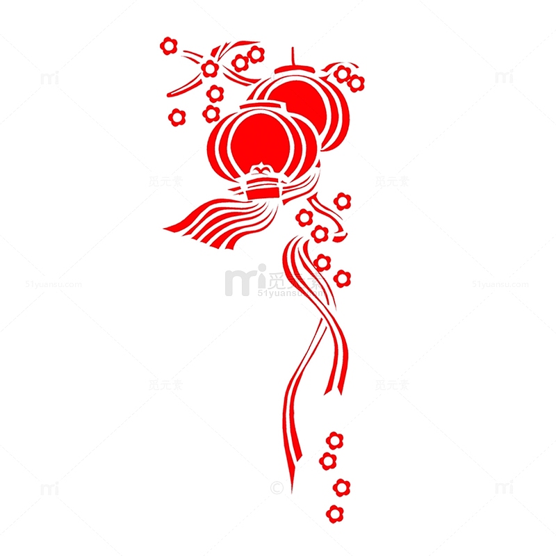 喜庆红色中国灯笼传统新年装饰元