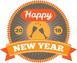 2018新年圆形灰色庆祝标签