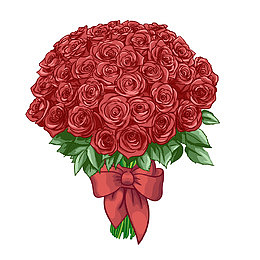 手绘红色玫瑰花束矢量
