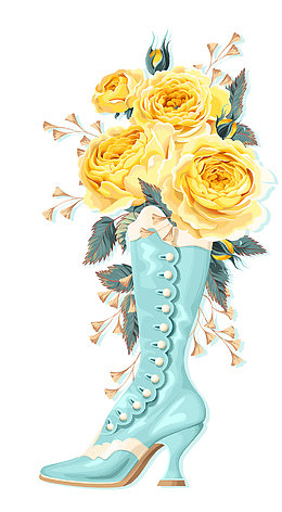 手绘玫瑰花高跟靴子插瓶