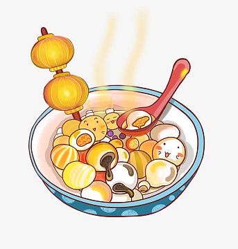 卡通装饰插图元宵节可爱汤圆插画