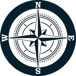 手绘黑色圆圈指南针