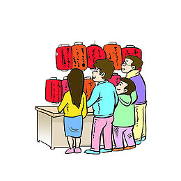 买花灯卡通插画设计