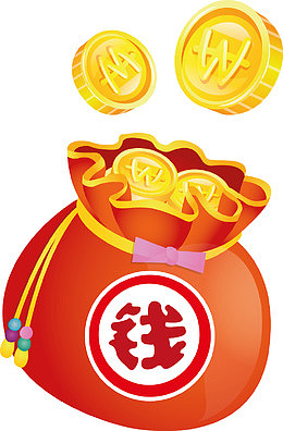 红色新年钱币钱袋