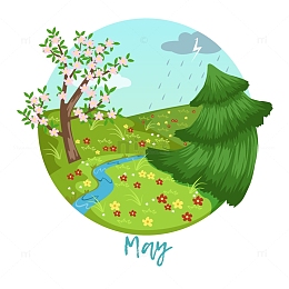 花开时节一年四季风景变化矢量元