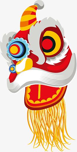卡通红色中国风舞狮