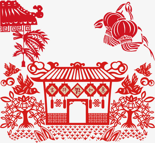 新春装饰剪影素材
