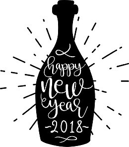 新年卡通手绘黑色酒瓶