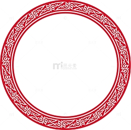 红色中国风花纹圆圈
