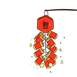福字图案的一串鞭炮