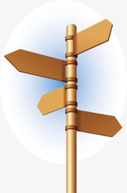 手绘风格四岔路口指示牌矢量