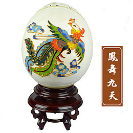 鸵鸟蛋凤舞九天彩绘