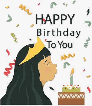 吹蜡烛的可爱女孩