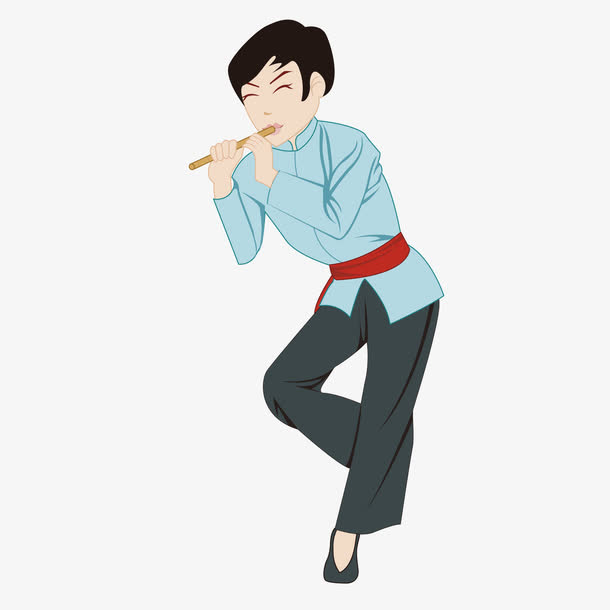 矢量彩色男士吹笛