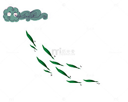 卡通风吹绿叶