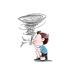 吹出龙卷风的小男孩