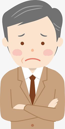 烦恼的老人人物插画