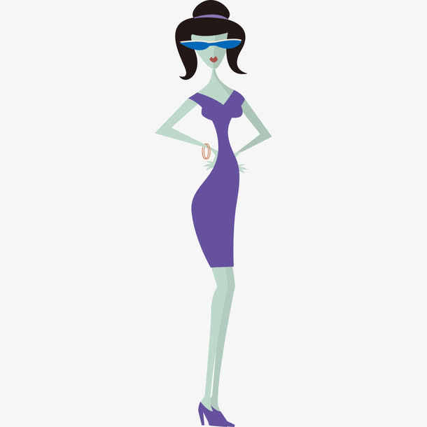 紫色苗条美女样式