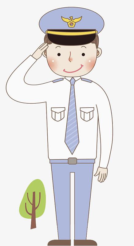 卡通敬礼的警察免抠图